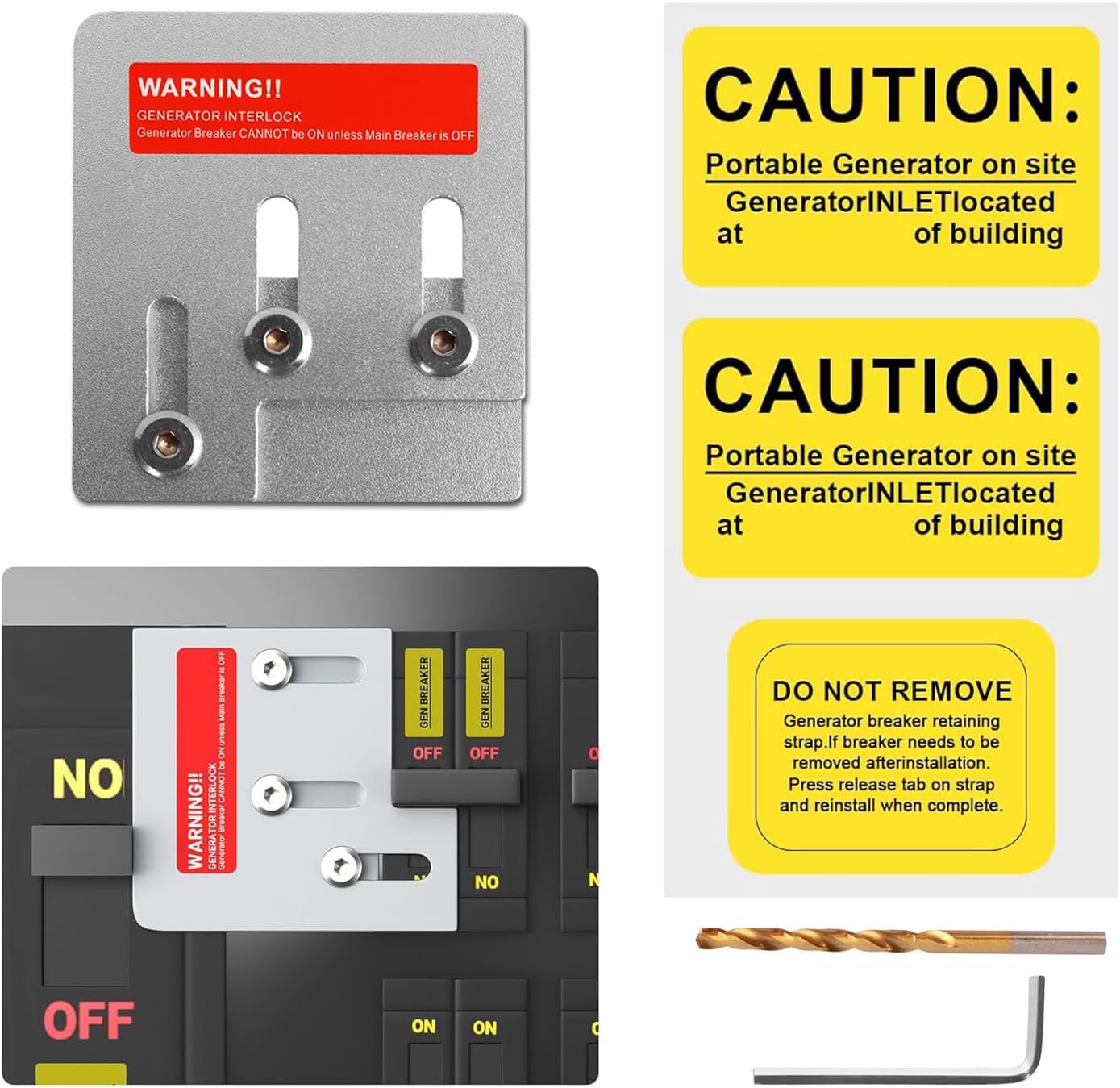 Professional Generator Interlock Kit for Square D QO or Homeline 150 or 200 amp Panels, Interlock Kit with 1 3/8 in Spacing Between The Main and Generator Circuit Breakers