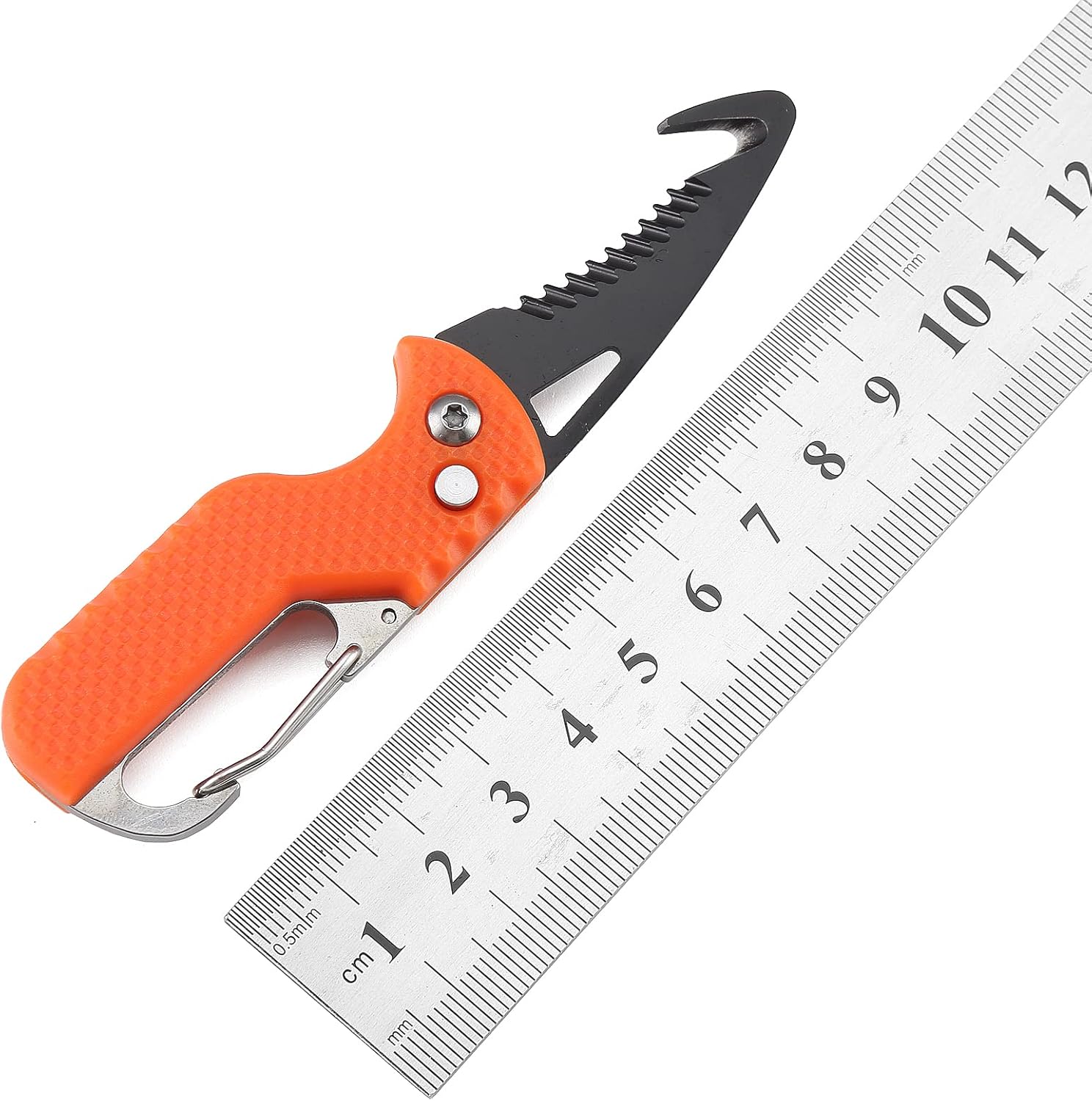 2 PACK Mini Folding Keychain Knife, Box/Seatbelt Cutter, Portable Rescue Knife, Orange and Black, 4.3 inch