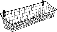 Spectrum Medium Matte Black Wire Wall Basket - Rustic Vintage Wall Mount Hanging Caddy for Kitchen Pantry Bathroom Storage