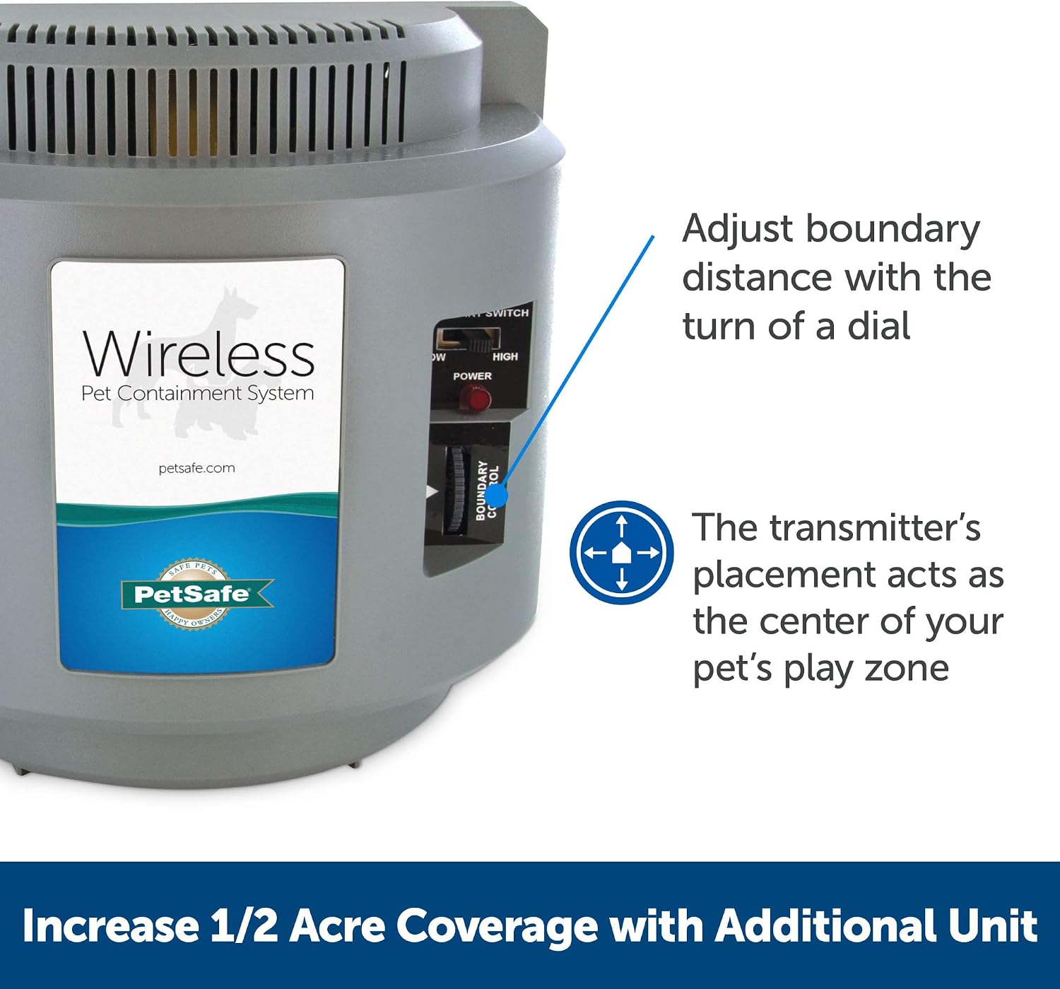 PetSafe Wireless Fence Extra Transmitter, Increase Your Existing Wireless Fence Boundary – Pet Containment for Dogs and Cats - From the Parent Company of the INVISIBLE FENCE Brand