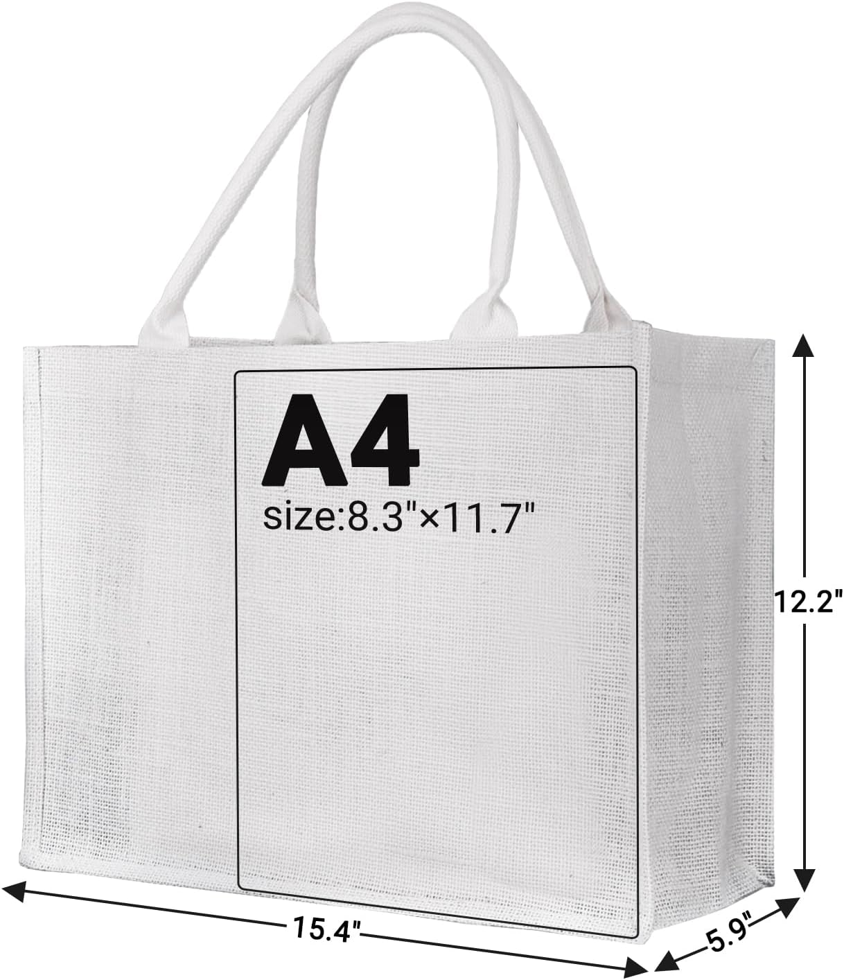 Segarty Tote Bags, 6 Pack Large White Burlap Jute Reusable Canvas Gift Favors Bag with Handles Blank Tote Bulk for Bridesmaid Wedding, Women Market Grocery Shopping, Bachelorette Party, Beach Trip - Image 3
