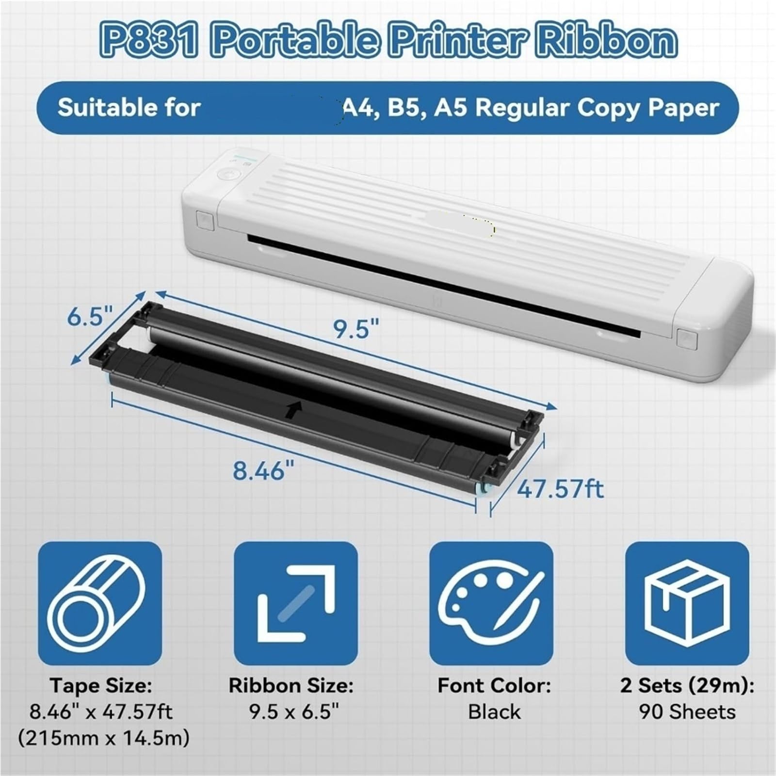 Compatible avec Le Ruban Phomemo P831, Paquet de 2 Accessoires