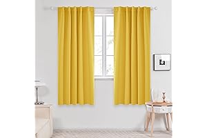 Deconovo Kids Room Black Out Curtains - Light Filtering Yellow Color Window Panels