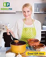 Vista 7 de Juego de cucharón de sopa de silicona y cuchara de espagueti con mango de madera, utensilios de cocina antiadherentes resistentes al calor para Negro