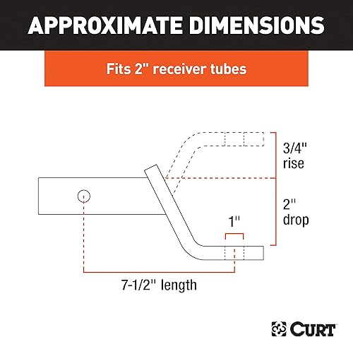 Miniatura 3 de CURT 45032 Clase 3 Montaje de bola y pasador de enganche de remolque, se adapta a receptor de 2 pulgadas, 7,500 libras, orificio de 1 pulgada, caída