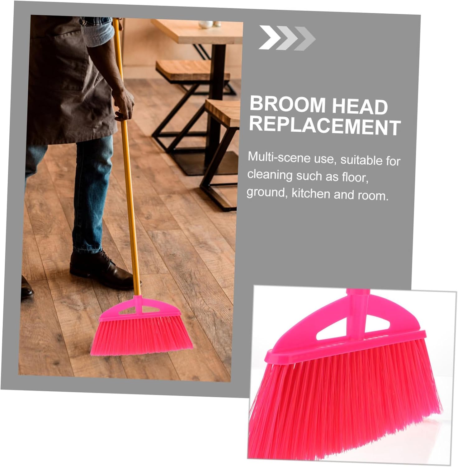 Plastic Broom Head Replacement Accessory for Outdoor Cleaning