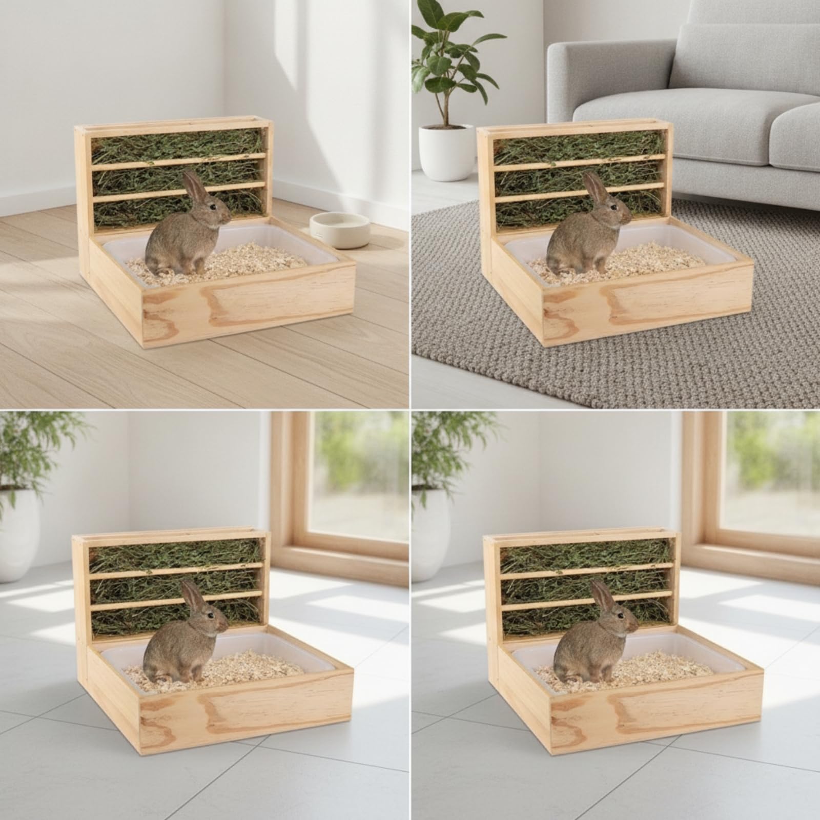 Baoblaze Dispensador de para Cobayas Conejos Hámsteres y Chinchillas con Alimentador Organizador Tolva y Bandeja Extraíble de Madera Adecuado para Jaulas Domésticas y Áreas de Juego Interiores