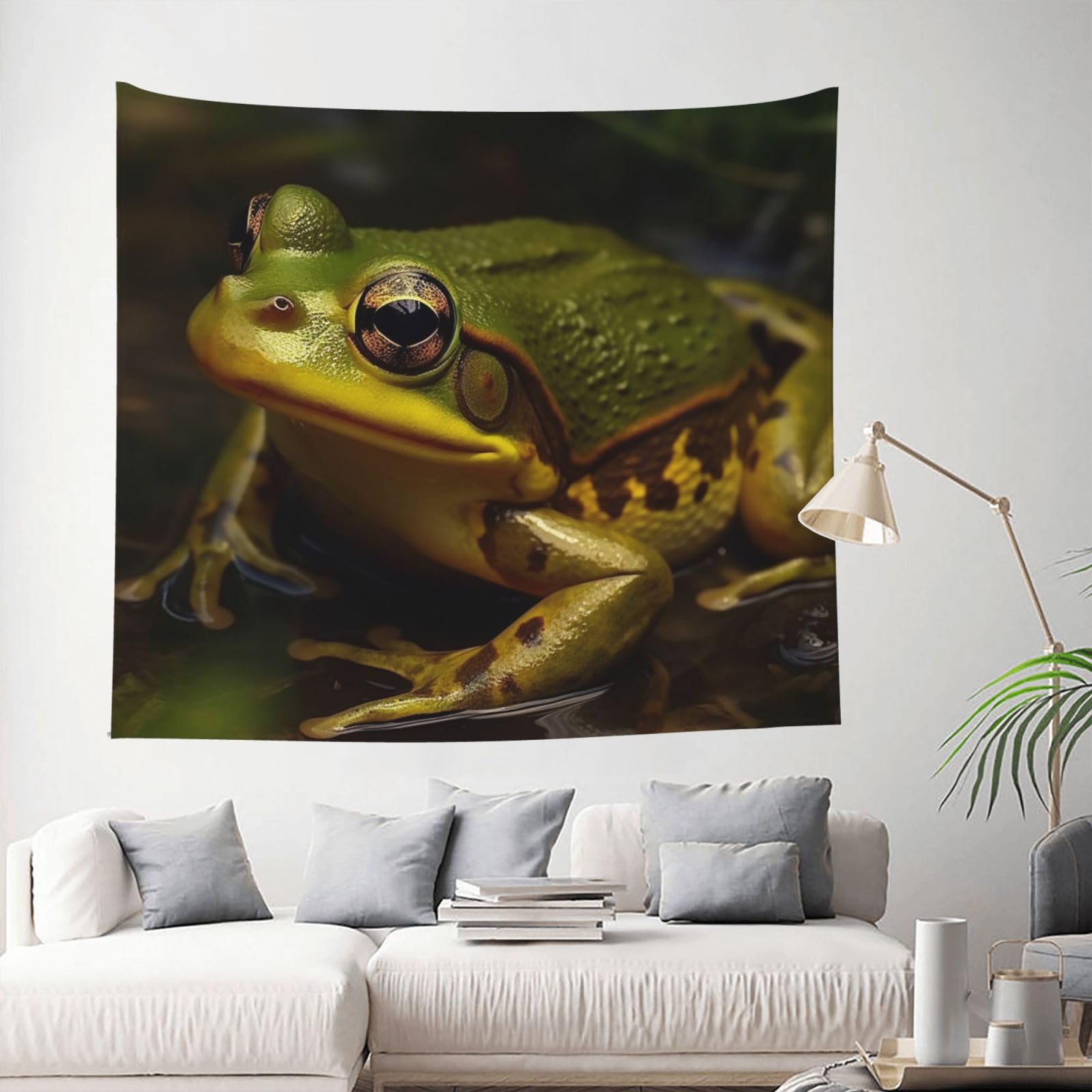 MXDLKSWPOH Tapestry 152x130 cm Art Wall Hanging for Living Room Modern Soft Aesthetic Tapestries Poster Green Frog in Pond Tapestry Home Decoration Large Wall Tapestries for Bedroom Dorm Decor