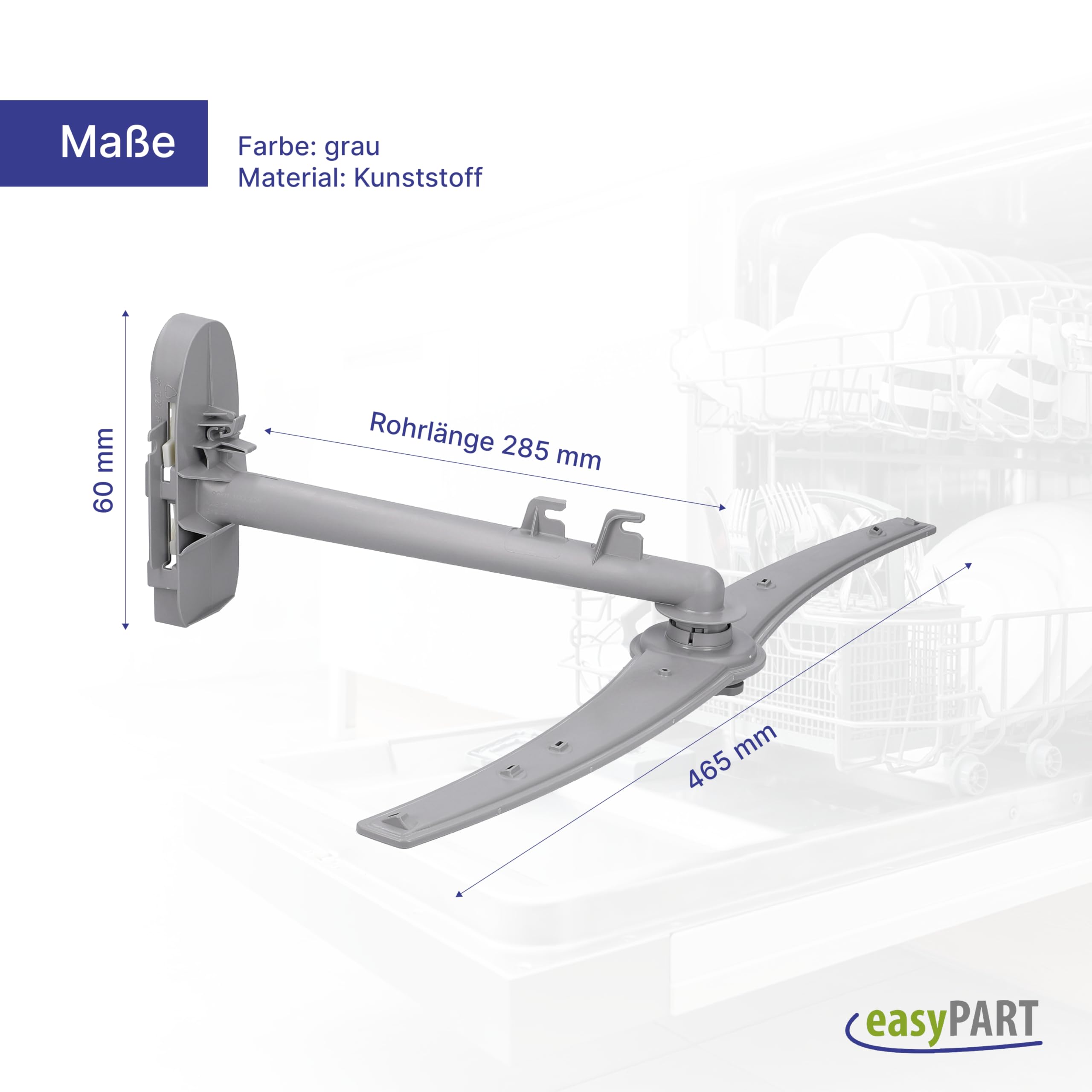 easyPART Kompatibel/Ersatz für BOSCH 11012631 Sprüharm oben aus Kunststoff mit Sprüharmrohr Spülmaschine Geschirrspüler Geschirrspülerarm Siemens Balay Constructa Koenic Neff