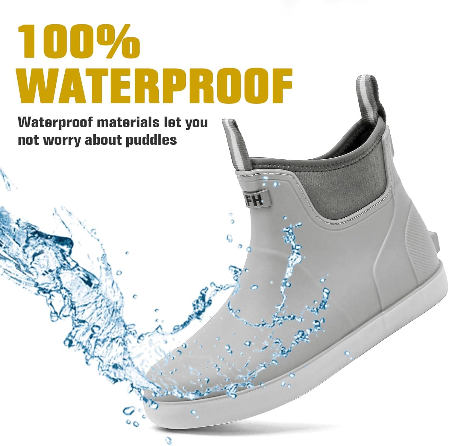 Men's Deck Boots, Waterproof Ankle Rain Boots Men Anti-Slip Traction, Outdoor Rubber Fishing Garden Boots High-Performance Shoes for Farming