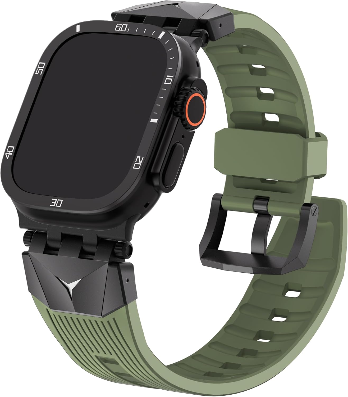 Fullmosa Bands Compatible with Apple Watch 49mm Ultra3/Ultra2/Ultra, Rugged TPU iWatch Band with Screen Protector for Men, Army Green+Black