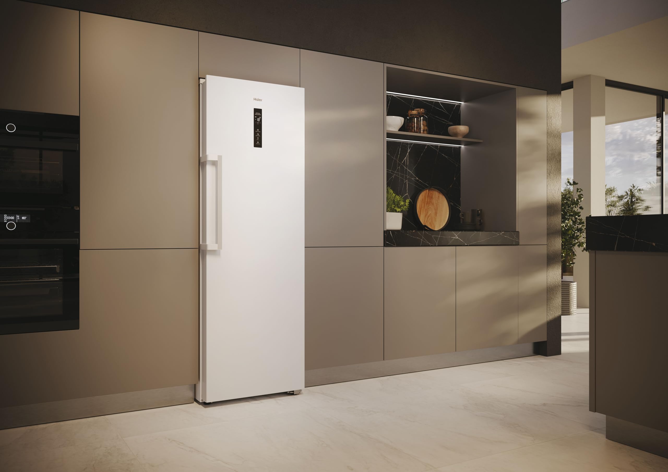 Haier Congelatore con sbrinamento automatico e macchina per cubetti di ghiaccio I Instaswitch H4F272WDH1 I Total No Frost congelatore, capacità 276 l, utilizzabile anche come frigorifero I Freezer con