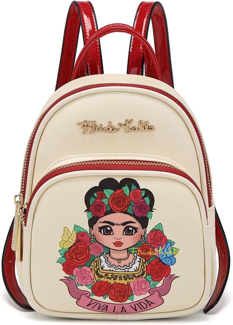 Frida Kahlo Cartoon Collection Mini Size Backpack (Black/Black)