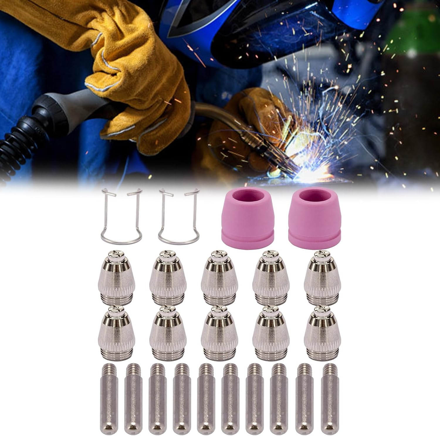 24PCS Industrial GasCutter Tips Precisions Machined Replacement Parts for Multiple Welding Systems Lonized GasCutter Nozzle Tip