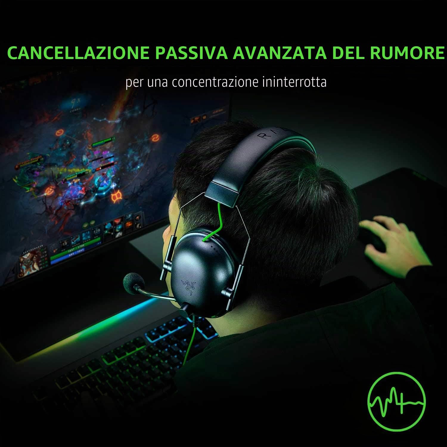 Razer BlackShark V2 X Gaming Headset: 7.1 Surround Sound - Driver 50 mm - Cuscino in memory foam - PC, PS4, PS5, Nintendo Switch, Xbox One, Xbox Series X & S, Mobile - Jack audio da 3,5 mm - Nero