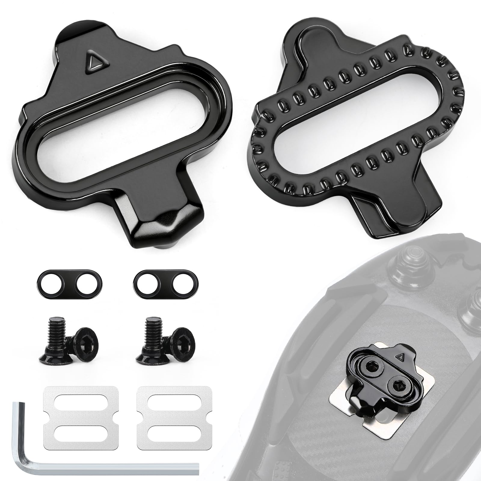 toptrek SPD Cleats kompatibel mit Shimano SPD SH51, SPD Cleats für 2-Loch SPD Pedale, Cleats Set mit rutschfeste Platten, Hochwertige Cleats für Indoor-Cycling, MTB- & Rennradfahren