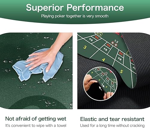 Miniatura 4 de Tapete de póquer  71 x 35 pulgadas, 47 x 24 pulgadas, 94 x 47 pulgadas, tapete de mesa de póquer de espuma de goma portátil, tapete de diseño de