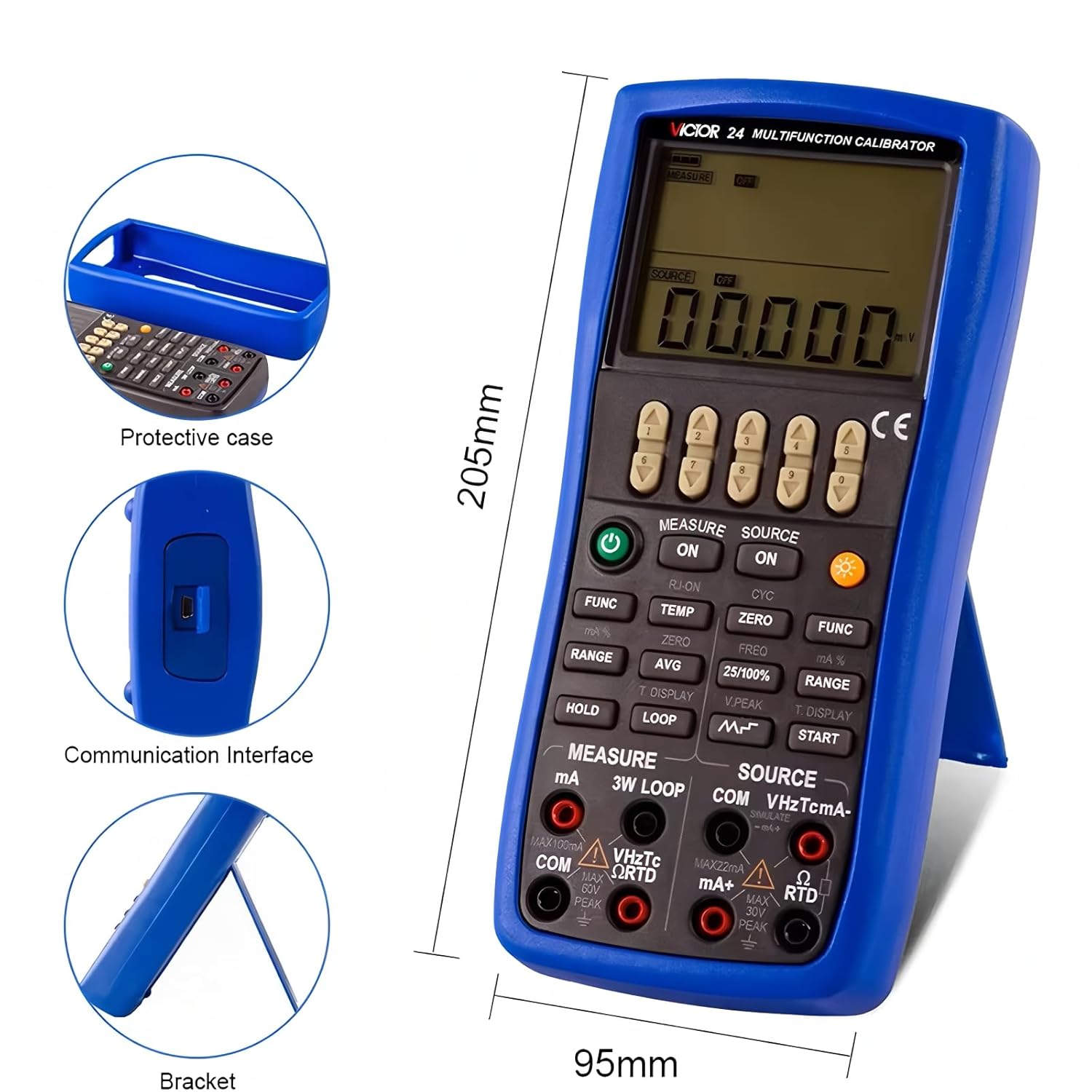 Multi-function Calibration 24 Handheld Multi-function Process Calibrator 0.02% Accuracy Measurement source temperature monitoring function calibrator(RUOSHUI 24)