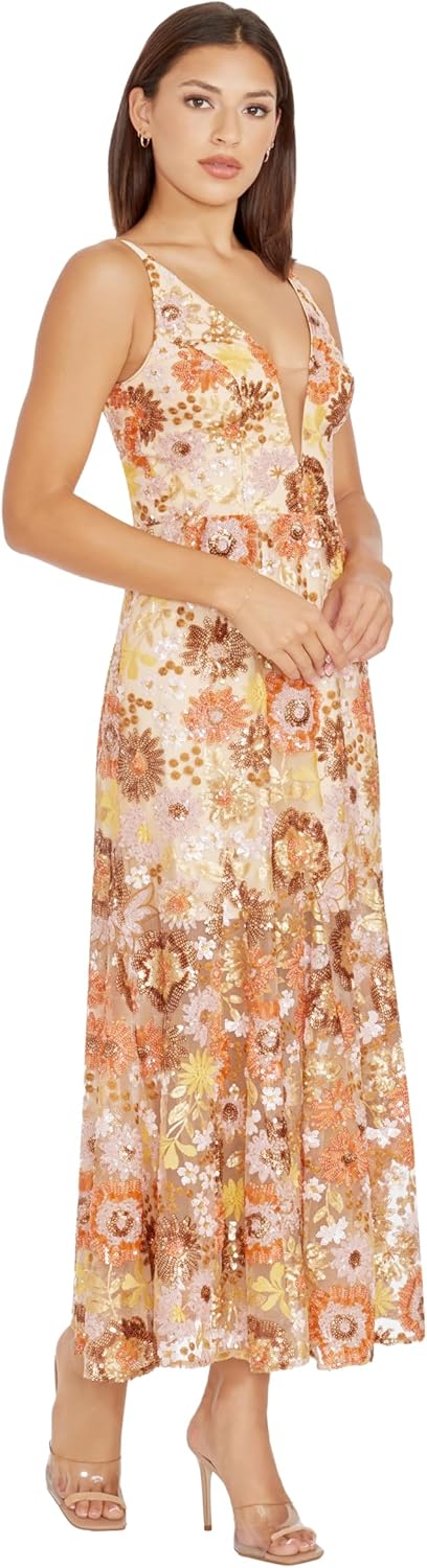 Dress The Population Women's Sierra Fit and Flare Midi Dress