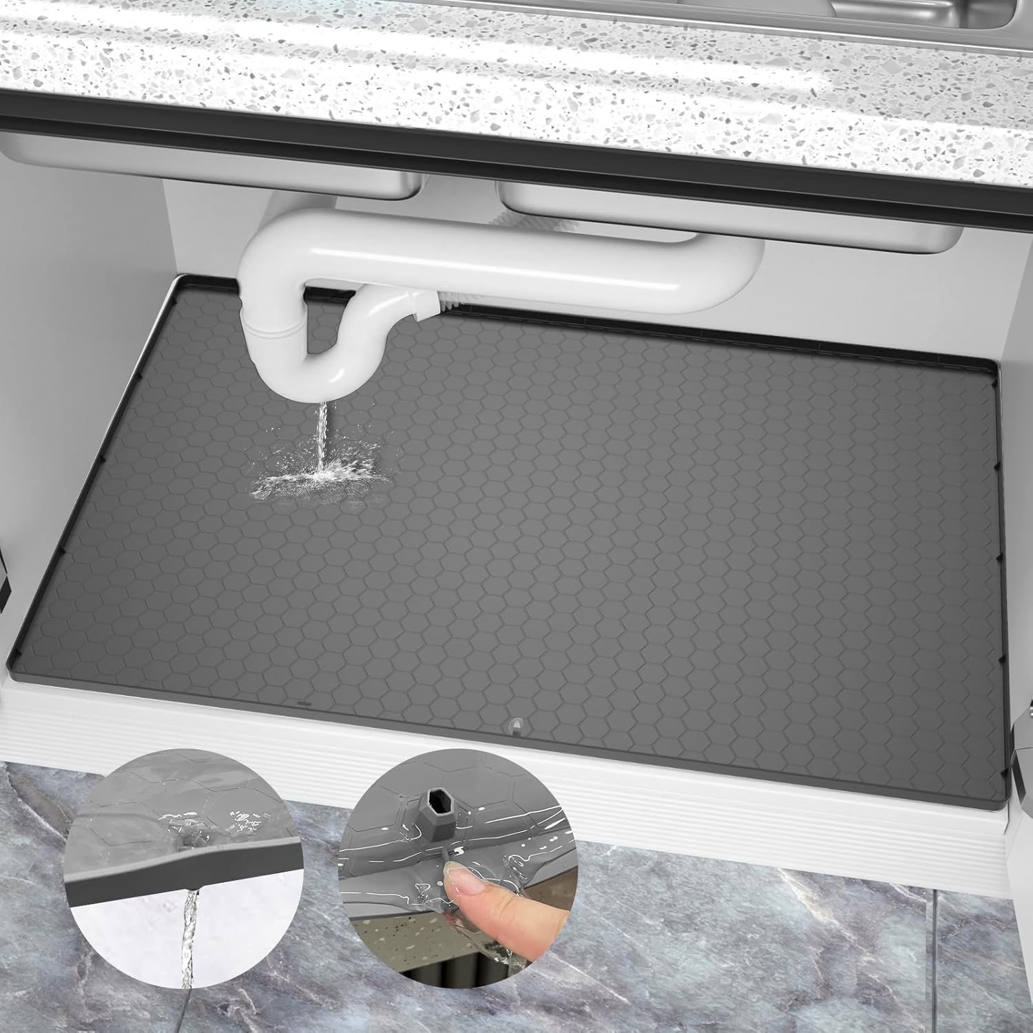 Amazon.com: UEAKPIC Under Sink Mat 34" x 22", Waterproof Silicone ...