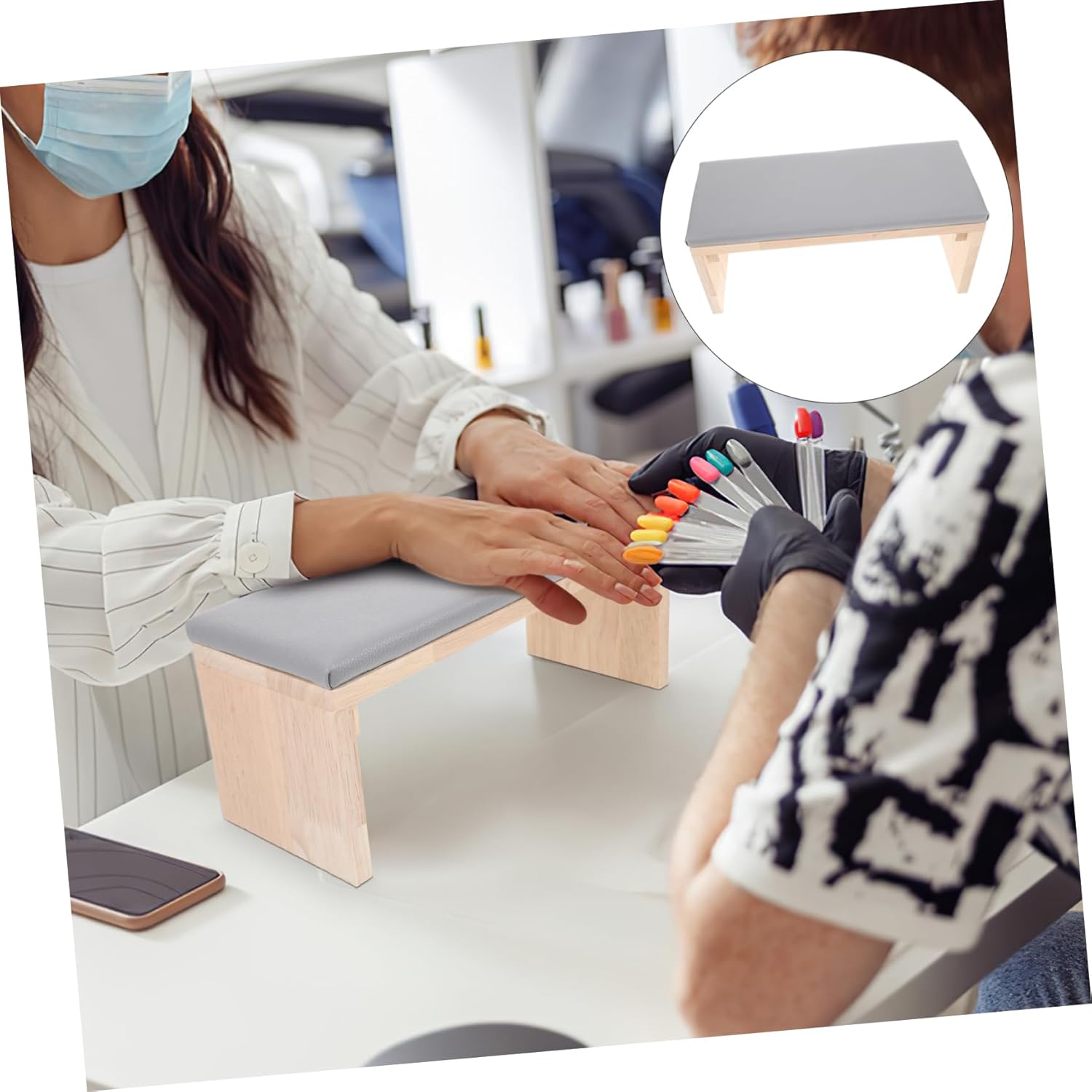 Didiseaon Hand Rest Pillow Stand Russian Style Manicure Tool Nail Lamp Vacuum Cleaner Holder Desk Space Enhancer