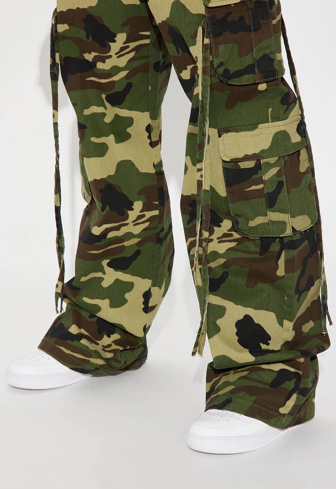 Women Y2k High Waisted Straight Leg Relaxed Fit Cargo Pants with 6 Pockets Streetwear Concert Dance Outfit: Green Camo X-Large