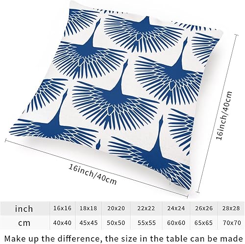 Miniatura 3 de Swan Flock - Funda de cojín azul con diseño de pájaro azul, funda de almohada para sofá, chinoiserie japonesa, 16 x 16 pulgadas, almohadas de lino