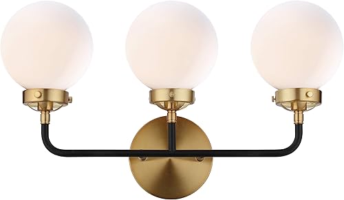 Miniatura 14 de JONATHAN Y JYL9554B Caleb 30.75" 4 luces de transición contemporánea de hierro/vidrio LED luz de tocador LED latón oro/negro/blanco para baño grande