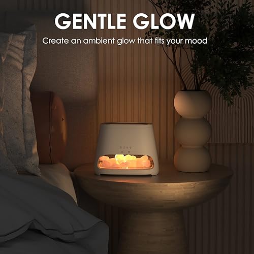 Miniatura 5 de SALKING Lámpara de sal del Himalaya 2 en 1 y difusor ultrasónico de aceite esencial, difusor de aromaterapia, humidificador de niebla fría, lámpara