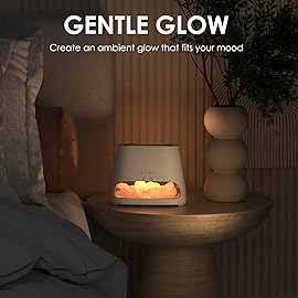 SALKING 2-in-1 Himalayan Salt Lamp & Ultrasonic Essential Oil Diffuser, Aromatherapy Diffuser Cool Mist Humidifier, Original Salt Therapy Lamp, 100% Pure Himalayan Salt, Ambient Glow, 150ml (White)