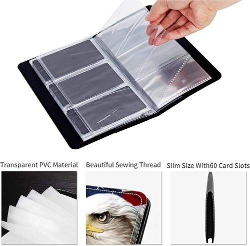 Miniatura 10 de Portatarjetas de presentación, de piel sintética, organizador de libros de tarjetas de presentación, diario con cierre elástico para 240 tarjetas,