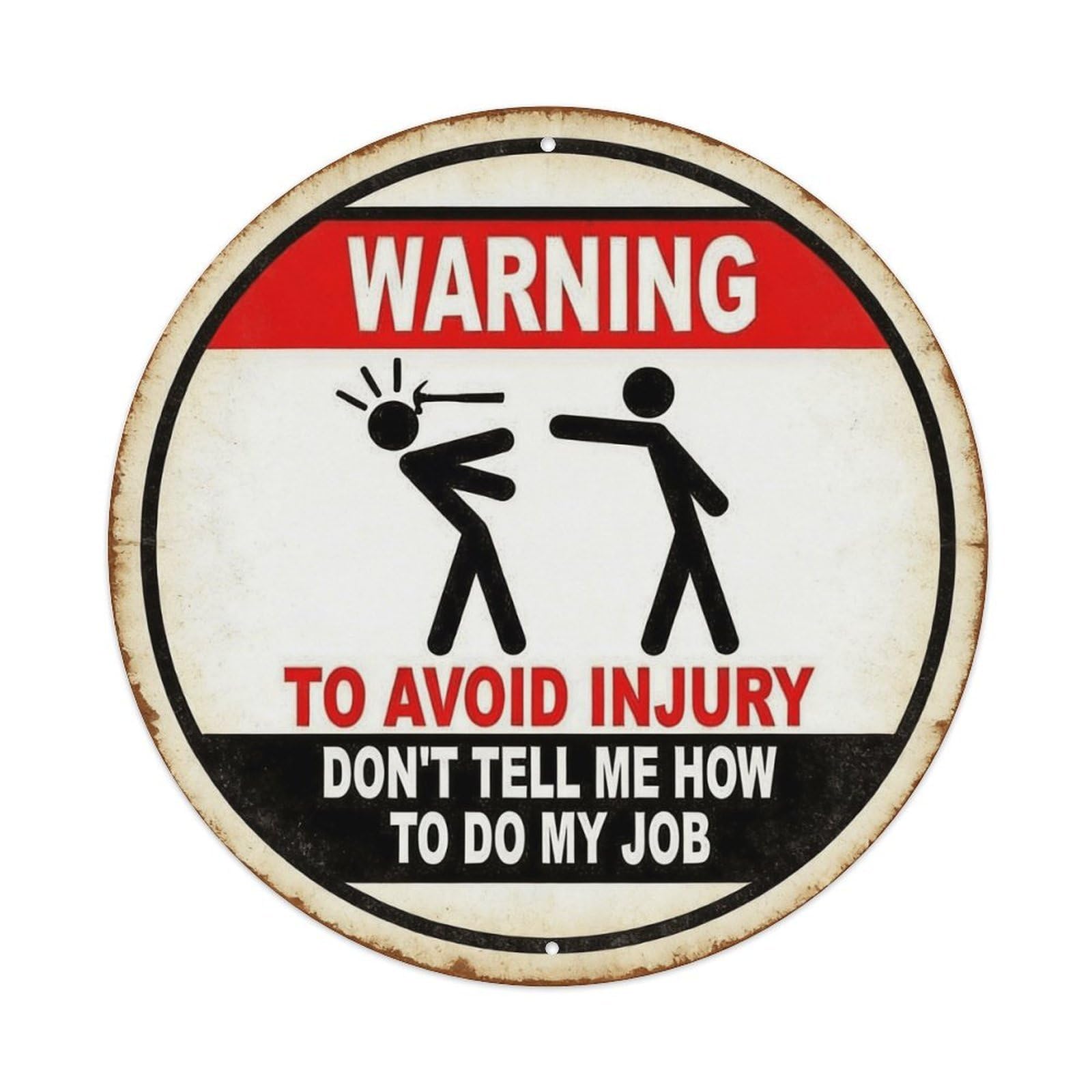 Rkundrne Vintage Warning Sign With Stick Figures And Text Metal Tin Sign Garden Bedroom Cafe Bar Man Cave Home Wall Decor Metal Poster 8X8 Inches