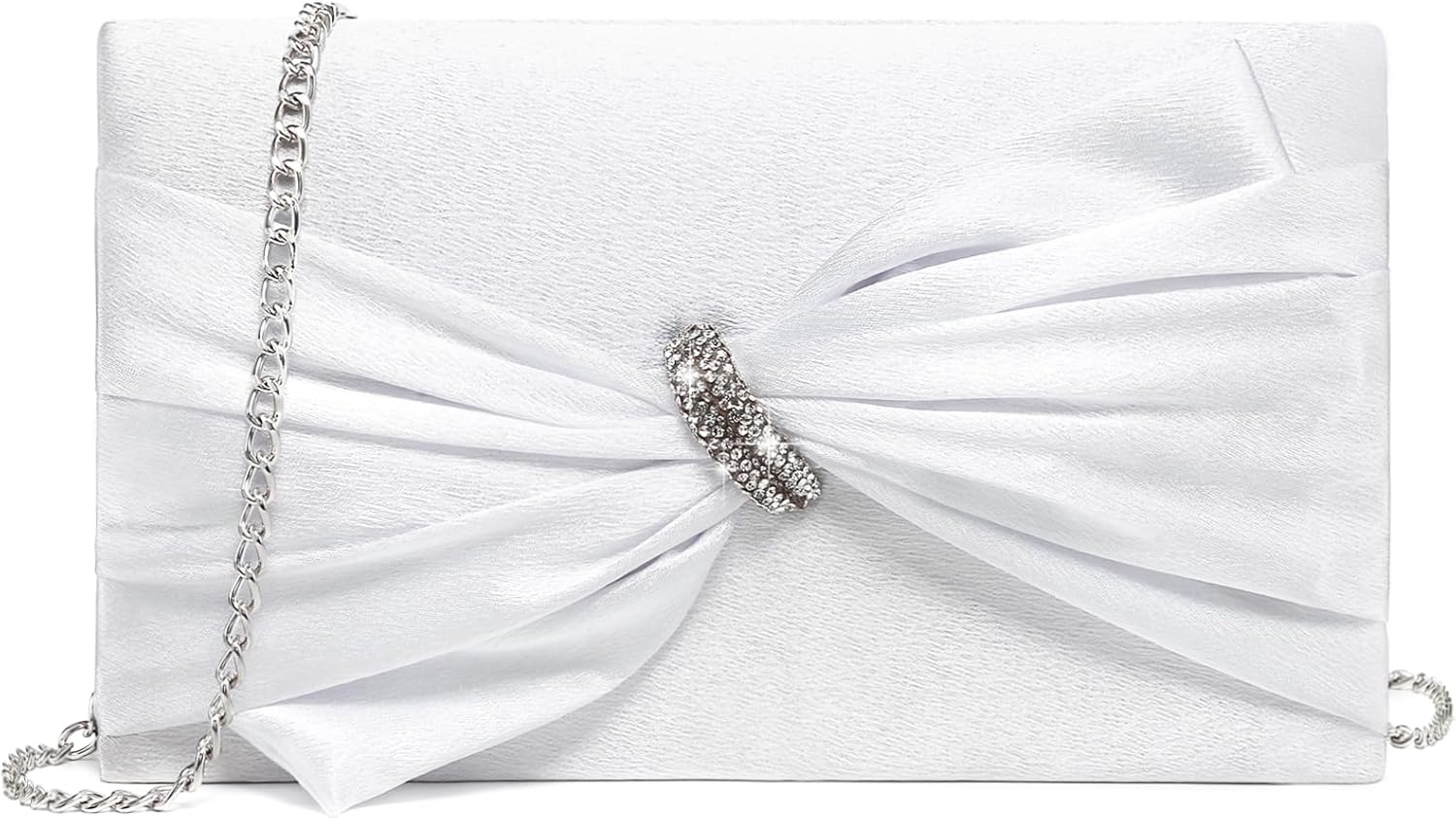 Dasein Women Elegant Satin Bow Flap Evening Bag Rhinestone Clutch Purse Handbag Formal/Wedding/Prom/Party