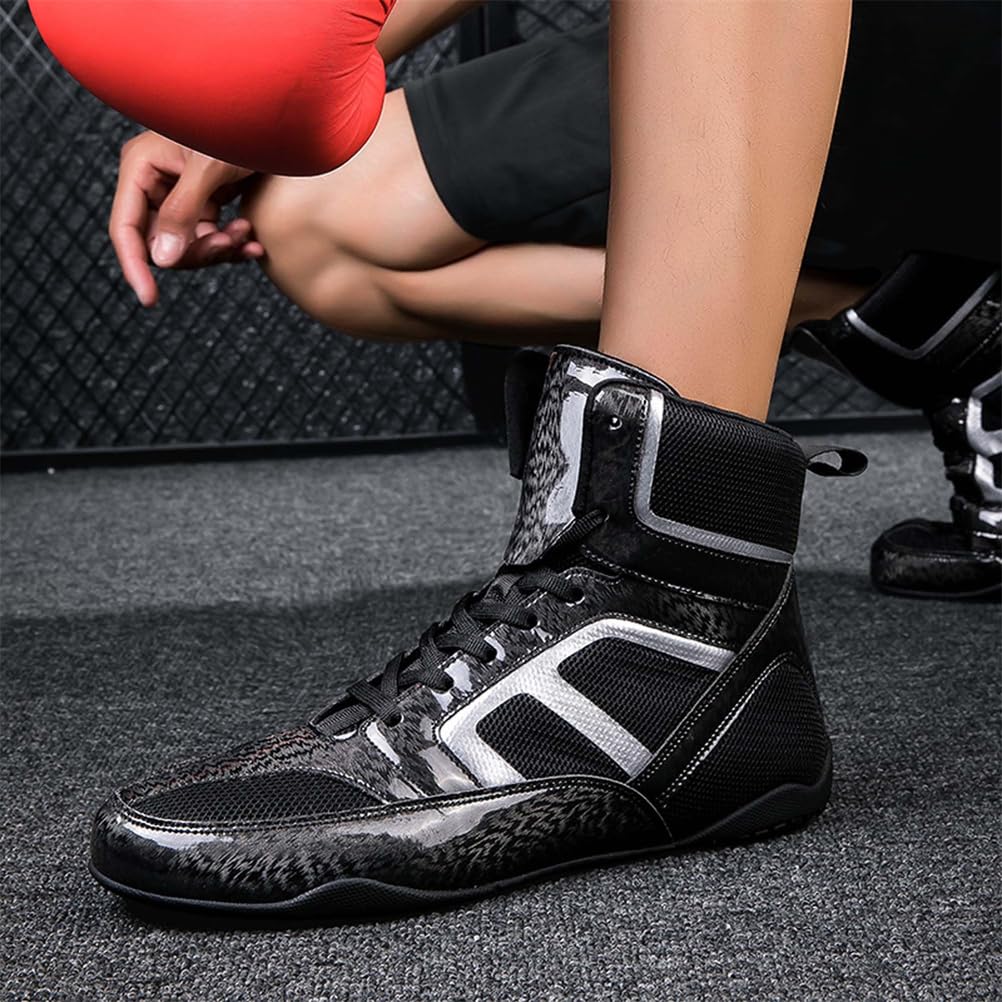 Zapatillas De Boxeo Y Lucha para Hombre, Transpirables, Entrenadores De Boxeo, Unisex, para Adultos, De Artes Marciales, Atléticas, De Fitness Y Culturismo,Negro,40 EU