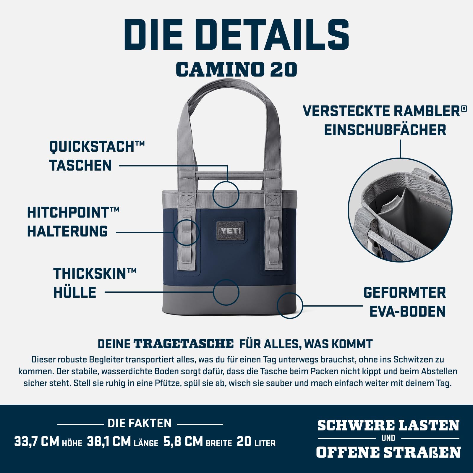 YETI Camino-Mehrzweck-Tragetasche, Storm Grey, 20