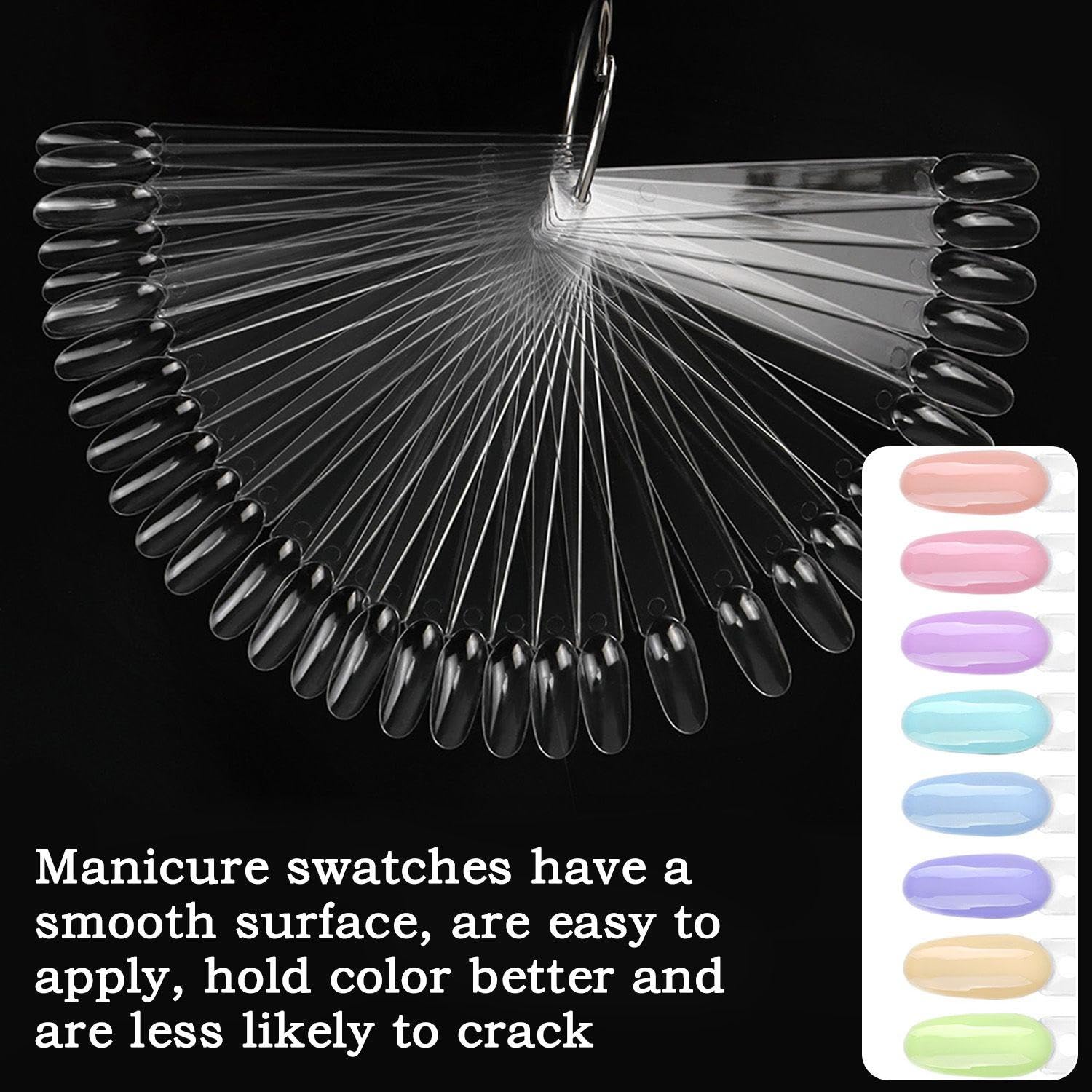 Tarjetas Transparentes De Color Para Uñas, 2 Pegatinas Digitales Impermeables, Pantryan En Forma De Abanico Con Anillos