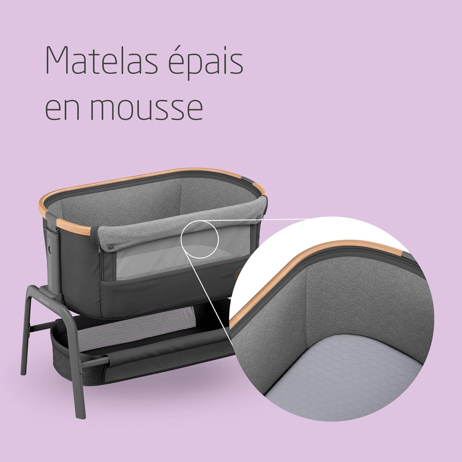 Maxi-Cosi Iora Berceau Cododo, Lit Cododo Bebe Pliable, 0-6 Mois, 9 kg Max, 4 Inclinaisons et 5 Hauteurs, Système Coulissant, Matelas Confort, Grand Panier, Facile à Transporter, Essential Graphite