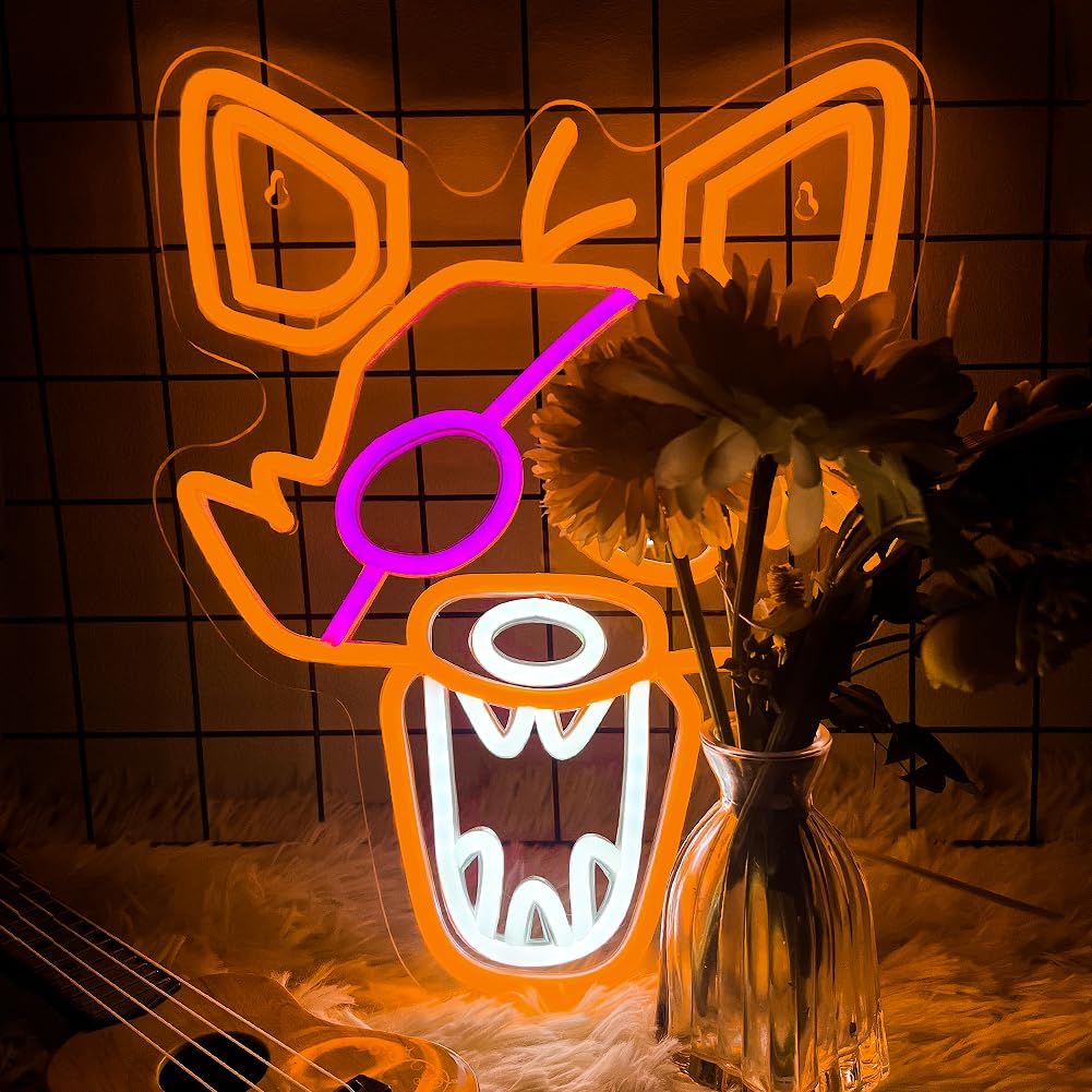 Red Fox Neon Signs 11.6x11.7 Inches Nights LED Wall Light for Bedroom, Gaming Room, Man Cave, Bar Decor, Fans Gifts and Anime Horror Acrylic Lamp