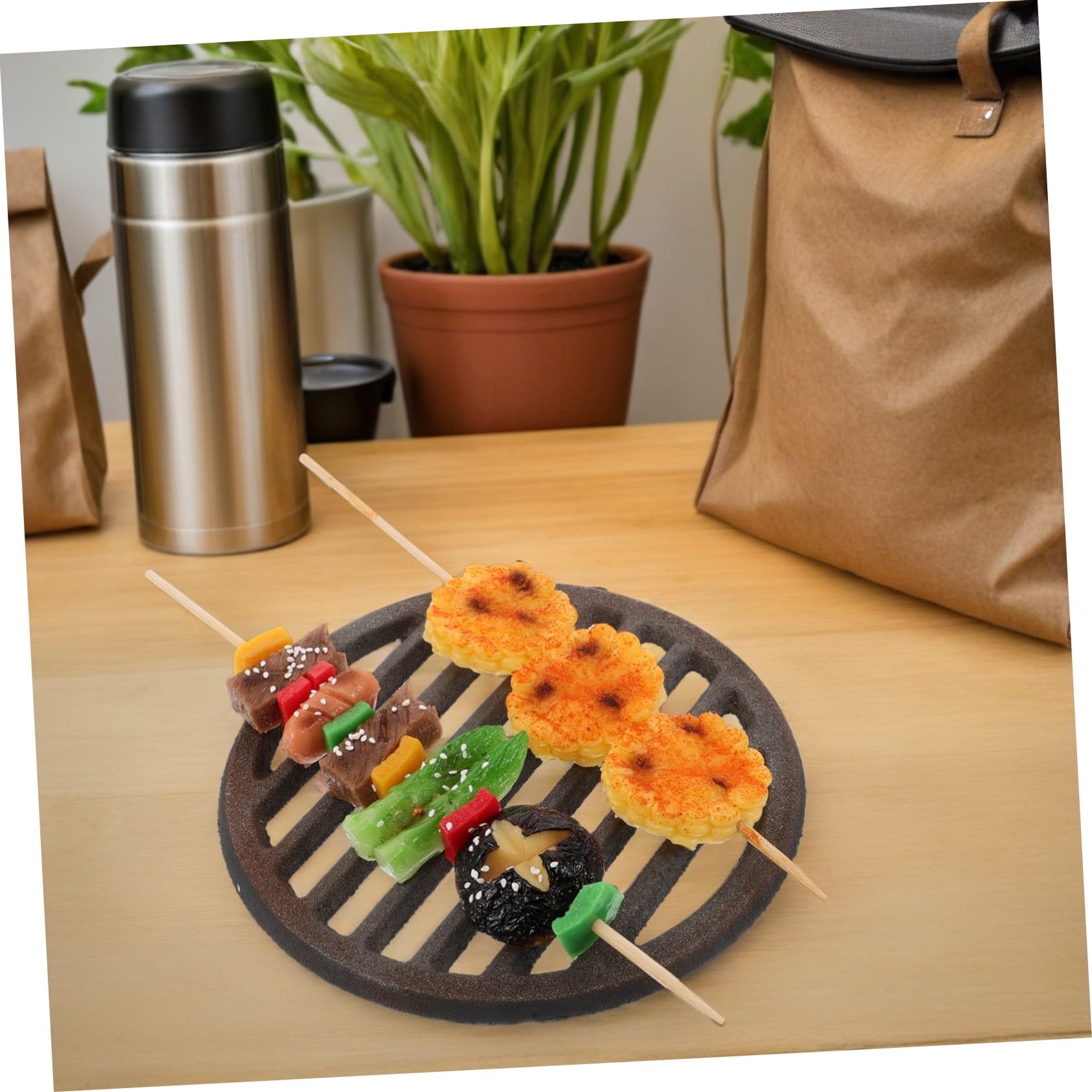 NOLITOY Runder Gusseiserner Lagerfeuer Grillrost für Camping und Bbqs Temperaturbeständig Einfache Reinigung Outdoor Design Grillzubehör