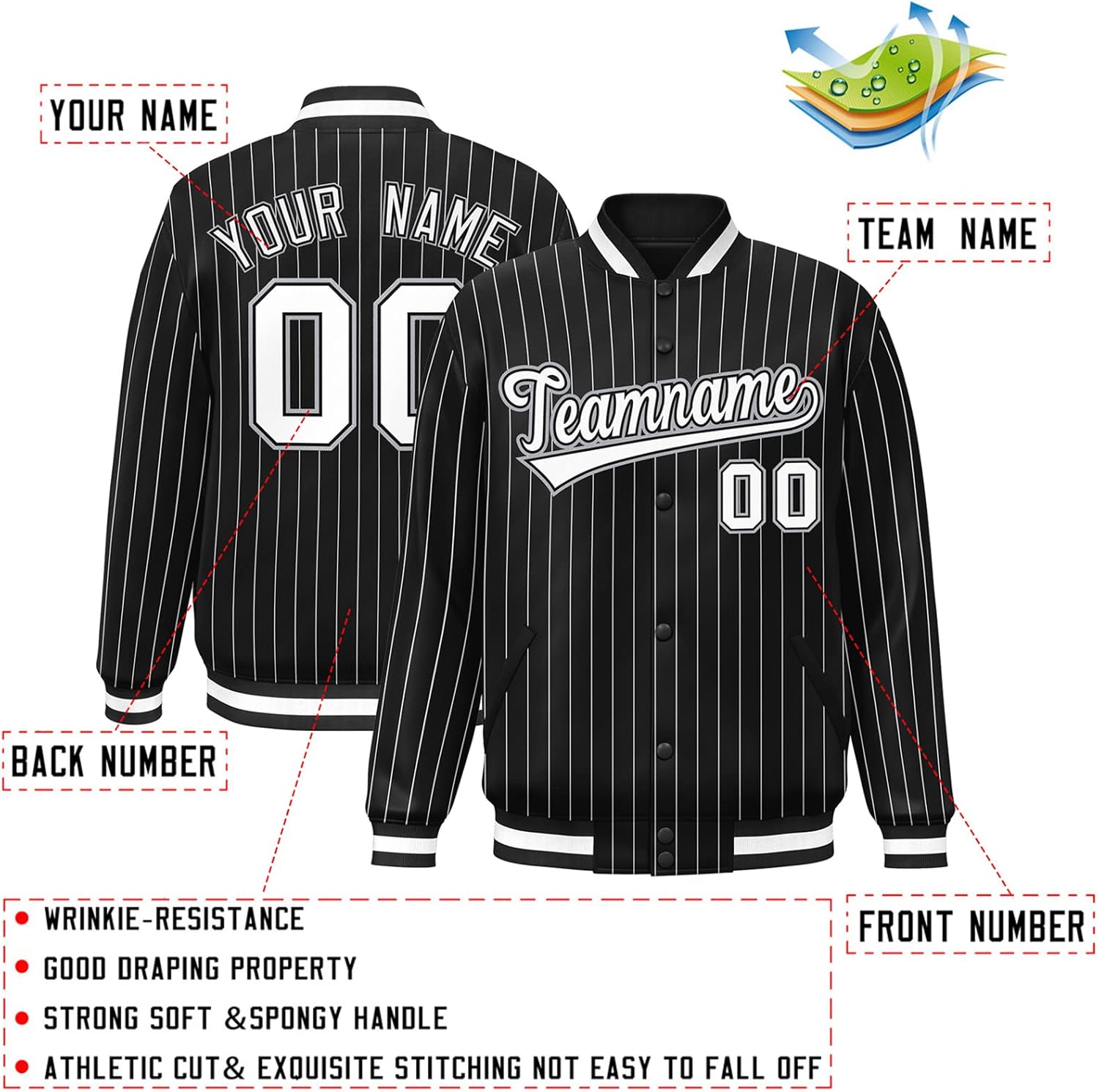 KXK Custom Men/Women/Youth Fashion Varsity Baseball Jacket Lightweight Windbreaker Bomber Jackets Stitched Letter Number