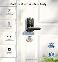 Vista 4 de Veise VE019 - Cerradura de palanca inteligente de huellas dactilares, control de aplicación, cerradura de puerta con teclado con asa, entrada sin