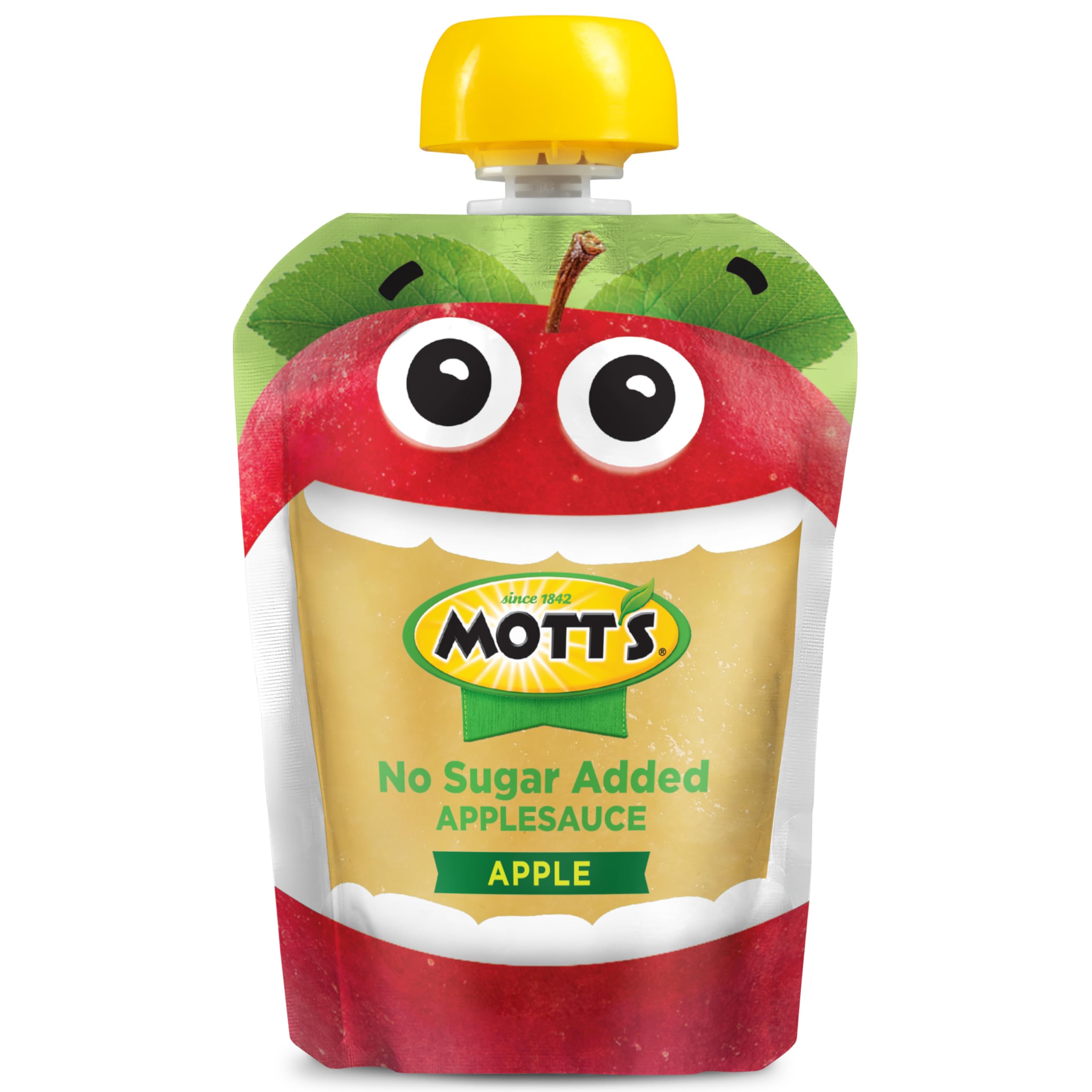 Mott's Puré de manzana sin azúcar añadido, bolsas transparentes de 3.2 onzas, paquete de 18