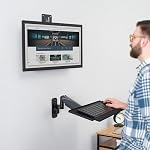 VIVO Sit-Stand 17 to 32 inch Single Monitor Wall Mount with Pneumatic Arm Keyboard Tray Combo, Height Adjustable, Max VESA 100x100mm, Black, Mount-VWKB1