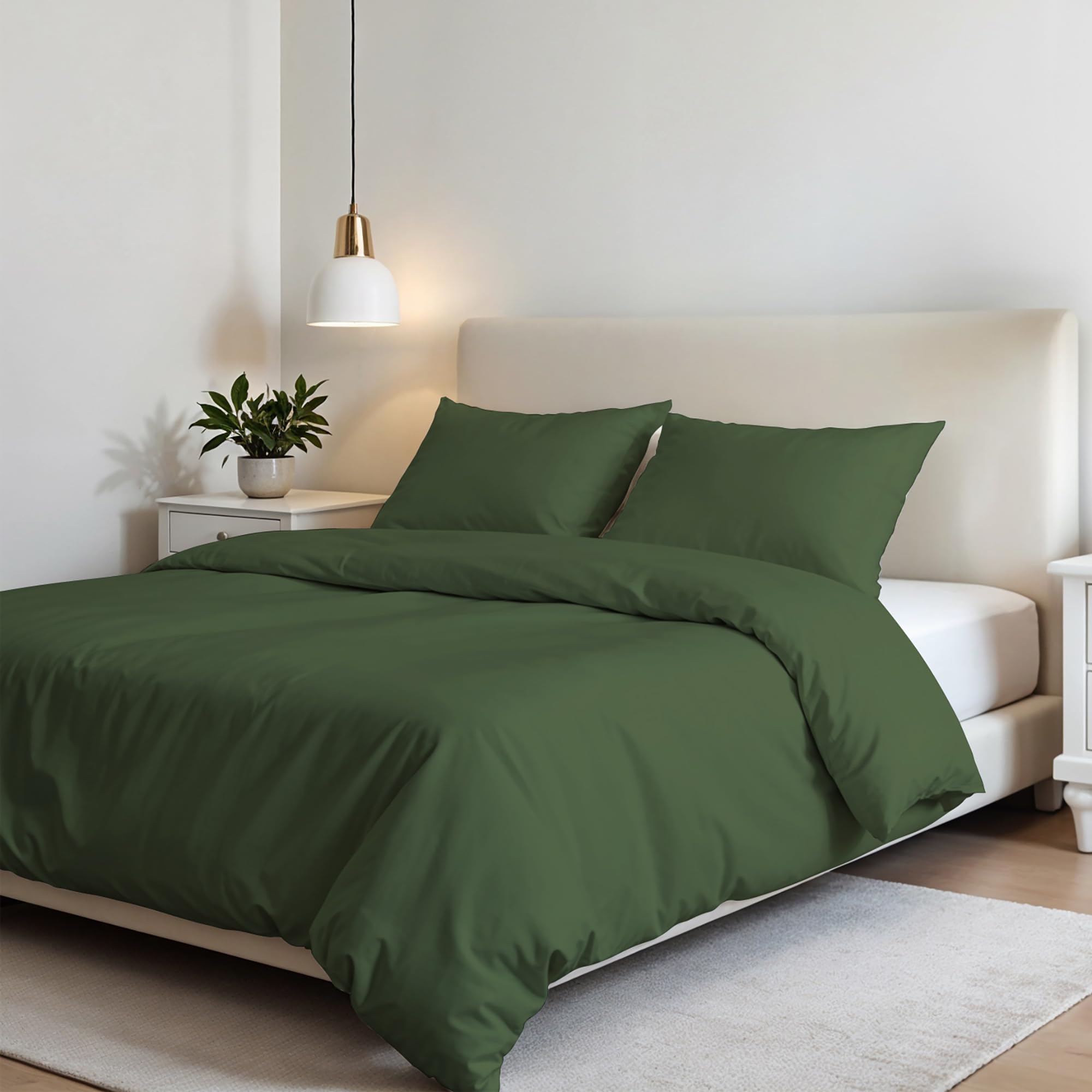 Italian Bed Linen Dark Green Elegant Duvet Cover Set,,Double