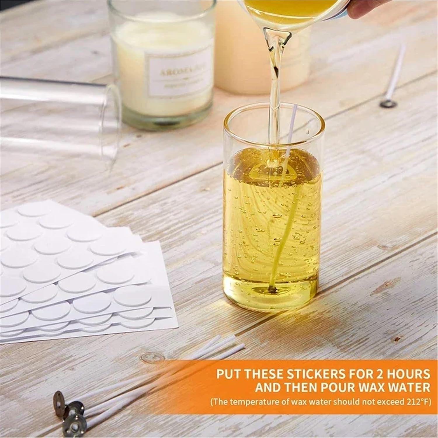 Wick Stickers 20Paper Round Paper Wick Stickers, Double-Sided Adhesive for Candle Containers