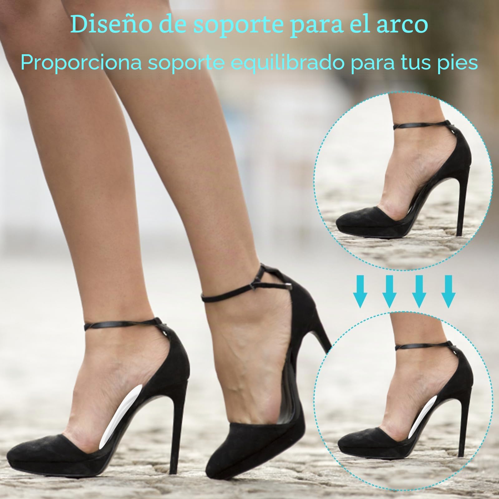 COMNICO 3 Pares Plantillas Autoadhesivas Gel Suave Silicona Transparente Alivio Fascitis Plantar Pies Planos