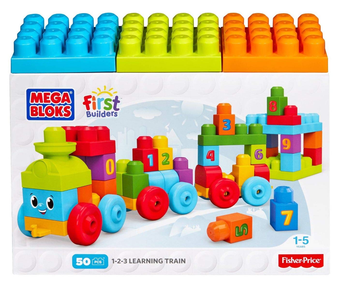Mega Bloks - Tren Aprendizaje First Builders, Juego de construcción (Mattel DKX60)