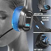 Vista 5 de Auriculares inalámbricos con micrófono - Auriculares con aislamiento de ruido de una sola oreja para centros de llamadas y oficina en casa