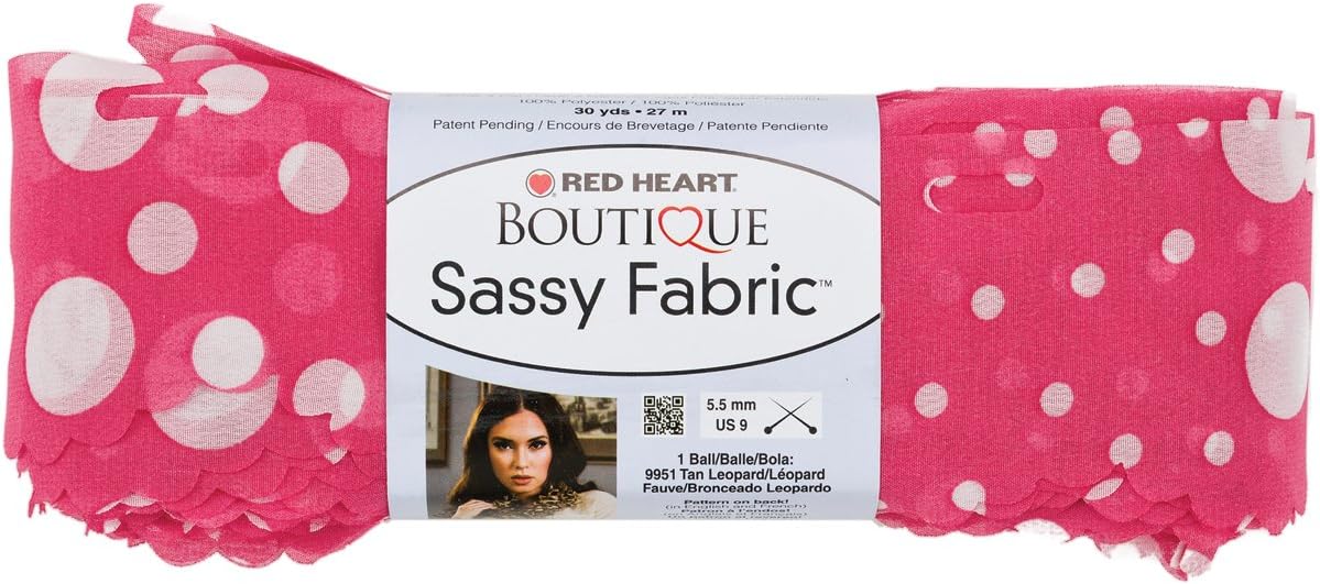 Red Heart Boutique Sassy Fabric Yarn-Pink Dot