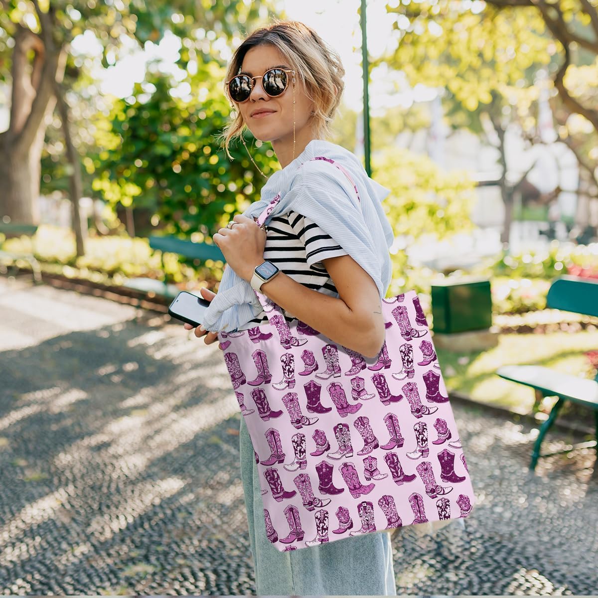Western Decor Tote Bag for Women Western Stuff Gifts for Women Friend Reusable Grocery Bags for Shopping Christmas - Image 2
